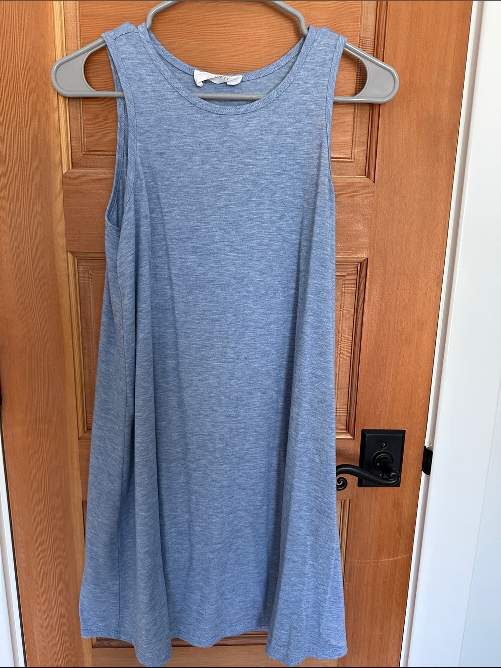 Sleeveless Midi Swing Dress in Heather Blue